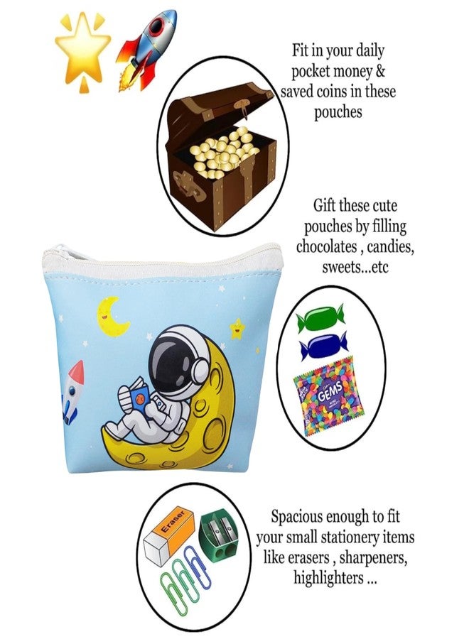 SIDAK Space Theme Kids Coin Pouch for Your Loose Change, Keys, and Small Essentials Organizer, Return Gifts for Kids Coin Pouch, Kanjak Gifts for Kids (Pack of 2) - Image 2